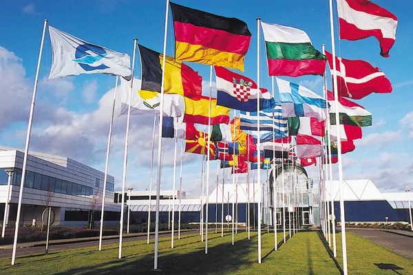 EUROCONTROL headquarters and flags
