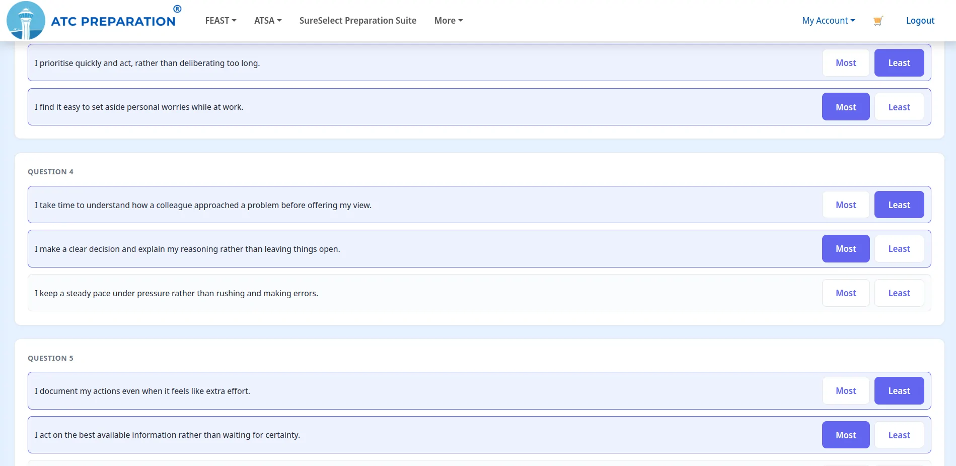 ATSA personality test questions