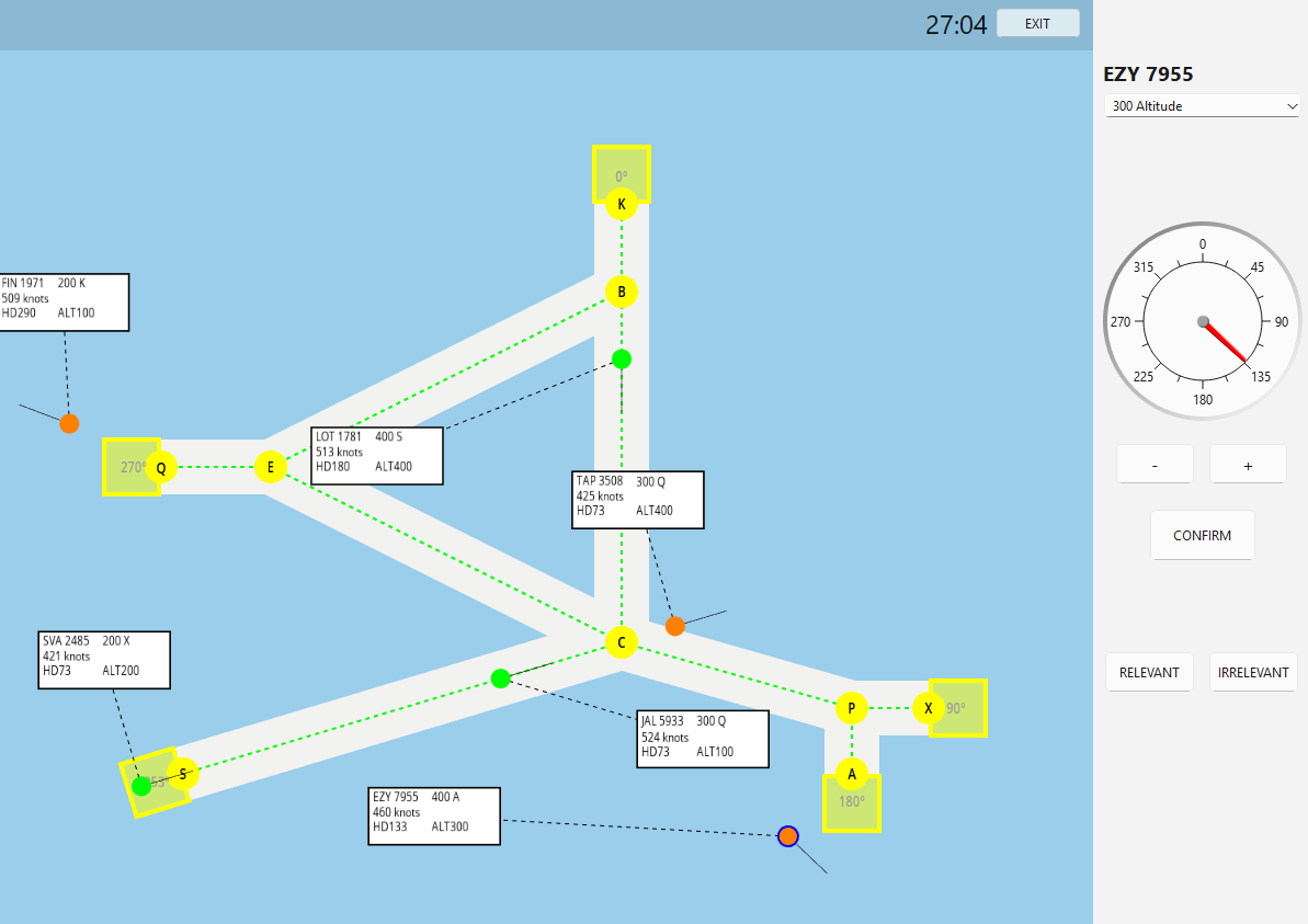 FEAST radar control module example with aircraft separation